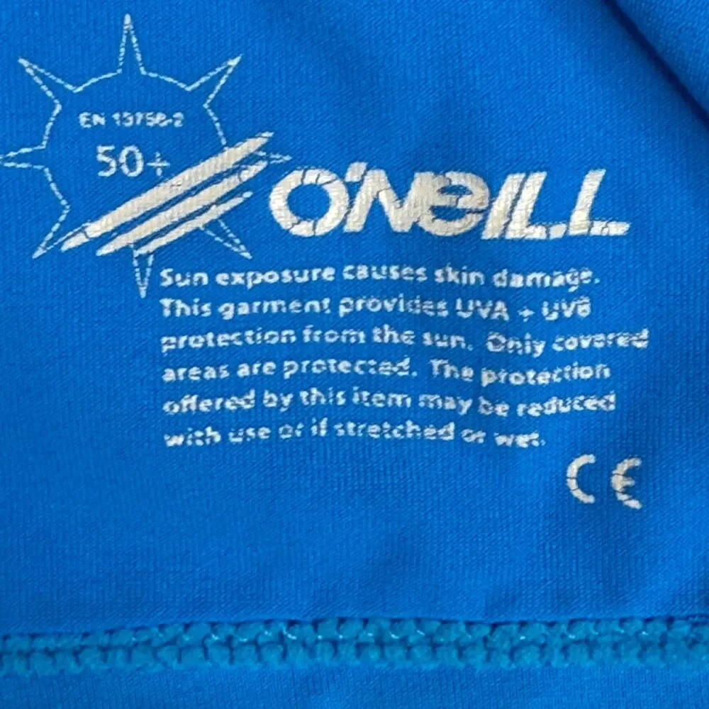 O'NEILL Rash Guard Mens Small Blue Skins 6oz UV 50+ Protection Surf Swim Shirt